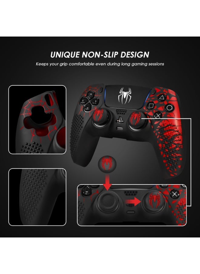 شيك فايب غطاء ذراع تحكم PS5 مانع للانزلاق، ملحقات ذراع تحكم PlayStation 5، غطاء ذراع تحكم PS5 من السيليكون غير القابل للانزلاق مع فجوات قبضة الإبهام، ملصق لوحة اللمس وملصقات لف الغطاء - Image 4