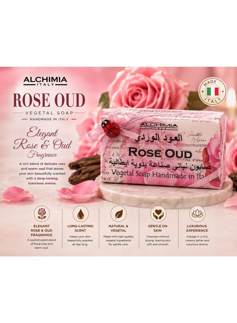Alchimia Vegetal Rose Oud Soap 200g | Luxurious Floral & Oud Fragrance Face & Body Soap | Deep Cleansing & Moisturizing | Suitable for All Skin Types - Image 2
