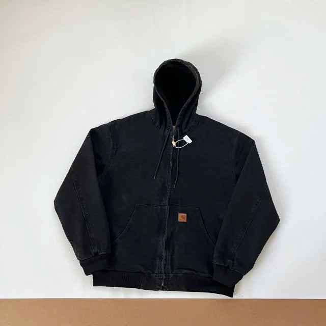 Generic Original Autumn and Winter Car Kaha J130/J 25 Stone Mill Enzyme Washed Hooded Jacket Loose Zipper Hoodie Black