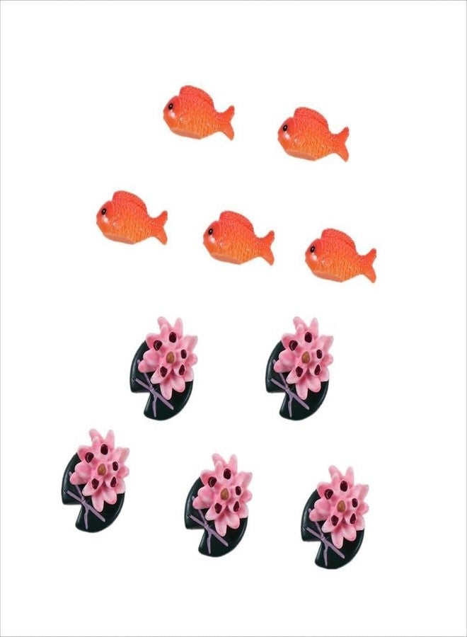 Kopida Miniature Small Fish Figurines, Cute Lifelike Resin Fish Lotus Ornament Fish Tank Decoration Micro Landscape DIY Accessories, 10 Pcs - Image 1