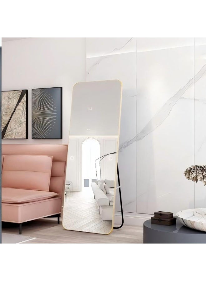 Noon East Full Length Mirror 160x45cm, Floor Mirrors Free-Standing Leaning Large Bedroom Dressing Mirror, Full Body Mirror with Stand for Living Room, Bedroom Gold - Image 1