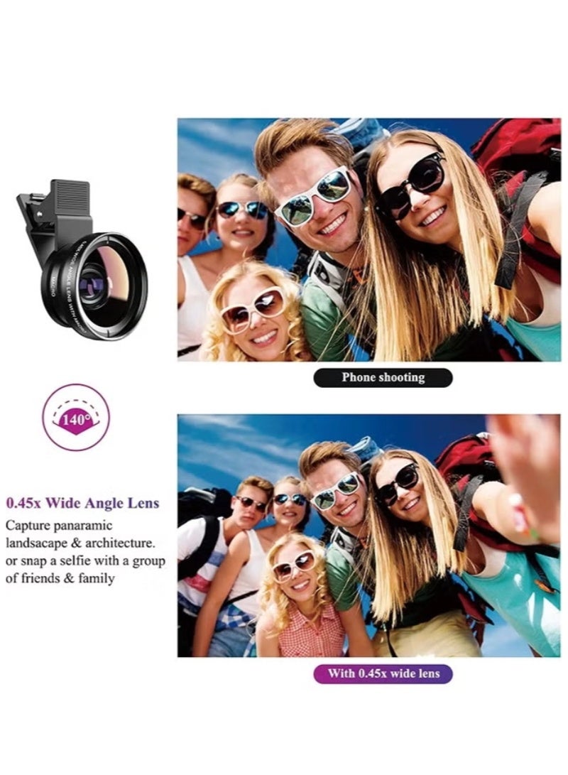 inston 2 in 1 phone camera lens, phone clip-on lens kit, 0.45X wide angle lens (140°) + 12.5X macro lens, clip-on lens for iPhone, Samsung, and most Android smartphones  - Image 3