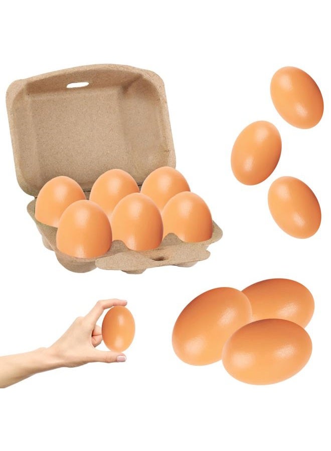 Chochkees Smooth Brown Wooden Easter Eggs, Perfect for Easter Crafts, Décor and Egg Hunts, 2.3" Inches (6-Pack) - Image 1