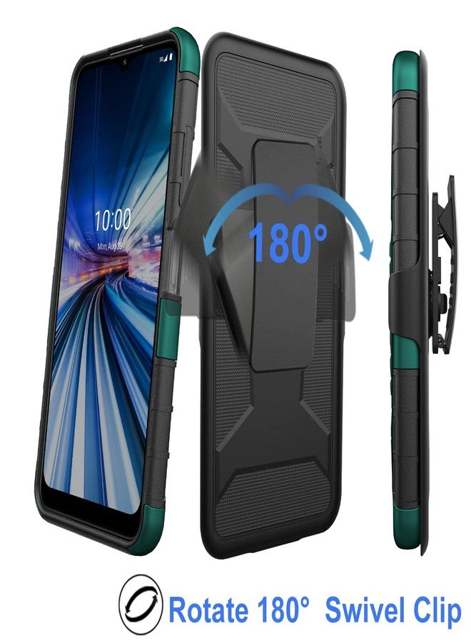 Ailiber for Celero 5G Phone Case - Boost Mobile, Wingtech Celero 5G Case Holster with Screen Protector, Swivel Belt Clip Holster with Kickstand, Heavy Duty Full Body Shockproof Cover - Green - Image 4