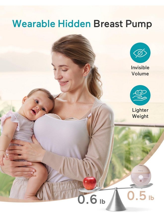 Paruu Hands Free Breast Pump P16, Wearable Breast Pump Electirc Portable with 4 Modes & 12 Levels, Max 309mmHg Strong Suction 19/21/24mm Flange Inserts Wearable Breastfeeding Pump, 2 Pack（Nude - Image 4
