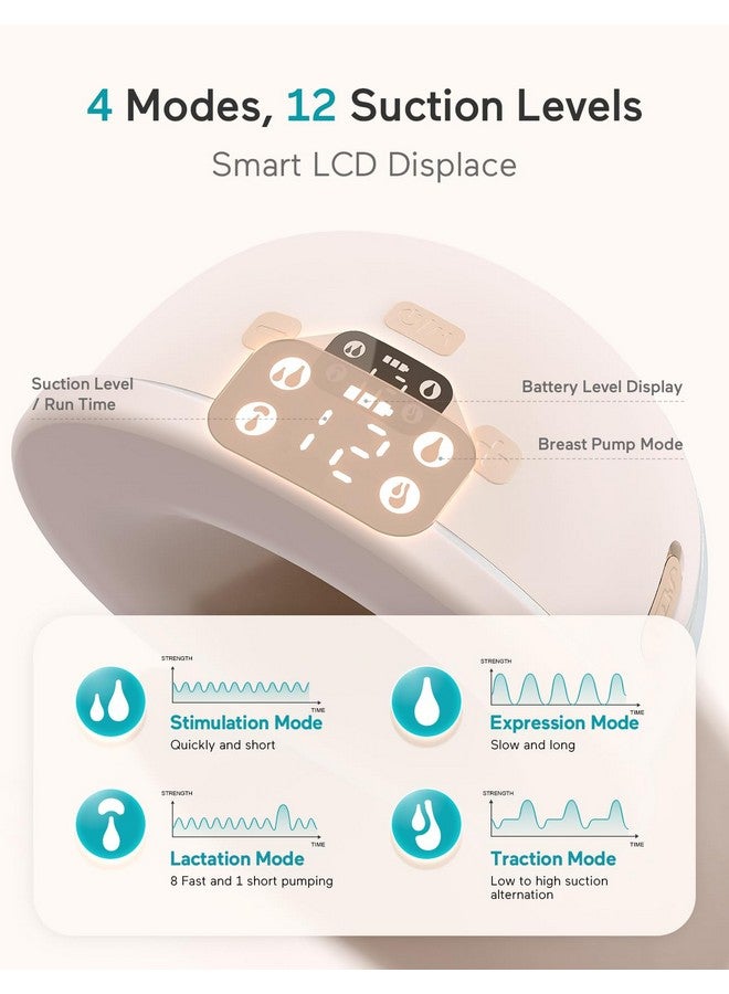 Paruu Hands Free Breast Pump P16, Wearable Breast Pump Electirc Portable with 4 Modes & 12 Levels, Max 309mmHg Strong Suction 19/21/24mm Flange Inserts Wearable Breastfeeding Pump, 2 Pack（Nude - Image 2