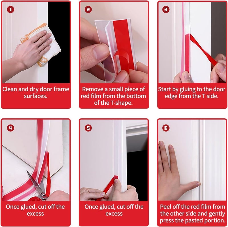TCCO ENTERPRISE T-Shaped Door Draft Stopper, 1.97 in x 10 Ft Silicone Seal Strip for Windows Gaps, 1.8mm Thickest Seal Strip Weather Stripping Shower Sweep, Energy Saving Seal, Clear - Image 5