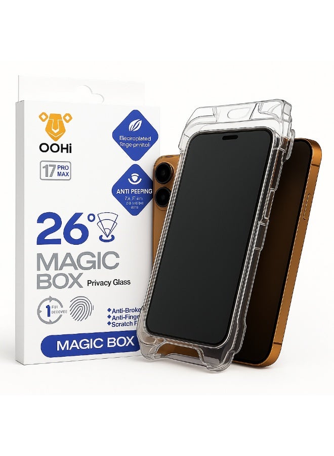ماجيك بوكس اسكرينه فاميه فاخره (Privacy) Magic Box لهاتف iPhone 17 Pro Max – تركيب ذاتي سهل وسريع جدًا بدون أي مجهود أو فقاعات، فائقة الجودة ومقاومة للكسر والخدوش والبصمات اليومية - Image 1