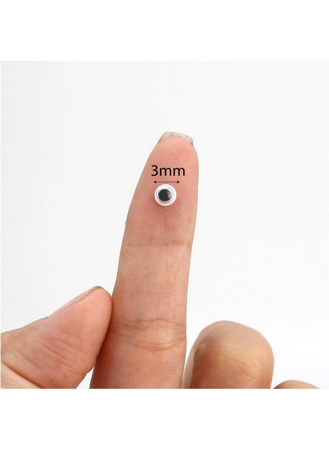 Marsrut (3mm,1000PCS) Round Wobbly Wiggly Moving Googly Eyes: Mini Wiggle Plastic Safety Black Small Eyeballs/Stickers for DIY Accessories, Animal Bear Doll & Toy Making, Scrapbooking, Art Classroom, Crafts  - Image 2