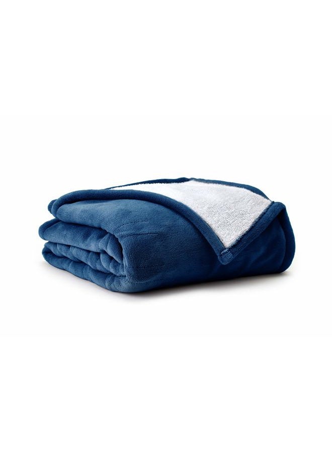Eddie Bauer Smart Heated Electric Throw Blanket - Reversible Sherpa - Hands Free Control -Wi-Fi Only (2.4GHz) - Compatible with Alexa, Google, iOS, Android - Indigo - Image 2