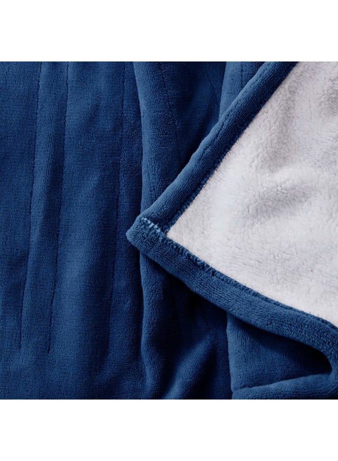 Eddie Bauer Smart Heated Electric Throw Blanket - Reversible Sherpa - Hands Free Control -Wi-Fi Only (2.4GHz) - Compatible with Alexa, Google, iOS, Android - Indigo - Image 4