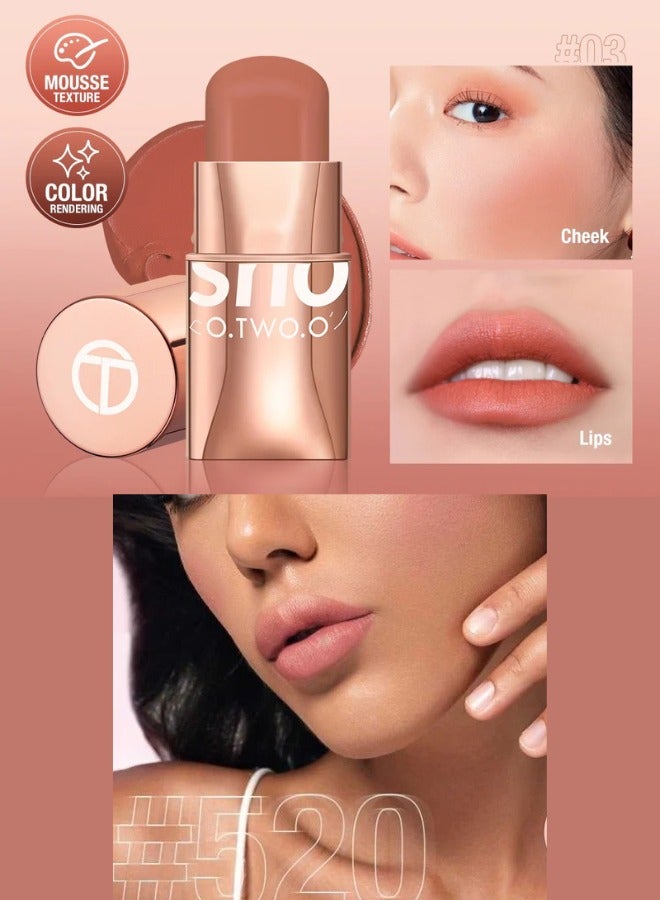 O.TWO.O O TWO O Glow Color Bounce Blush Stick Long Lasting Cream Blusher Makeup Face Cheek Highlighter Lightweight Natural Radiant Soft Pink Peach Red Glow - Image 1