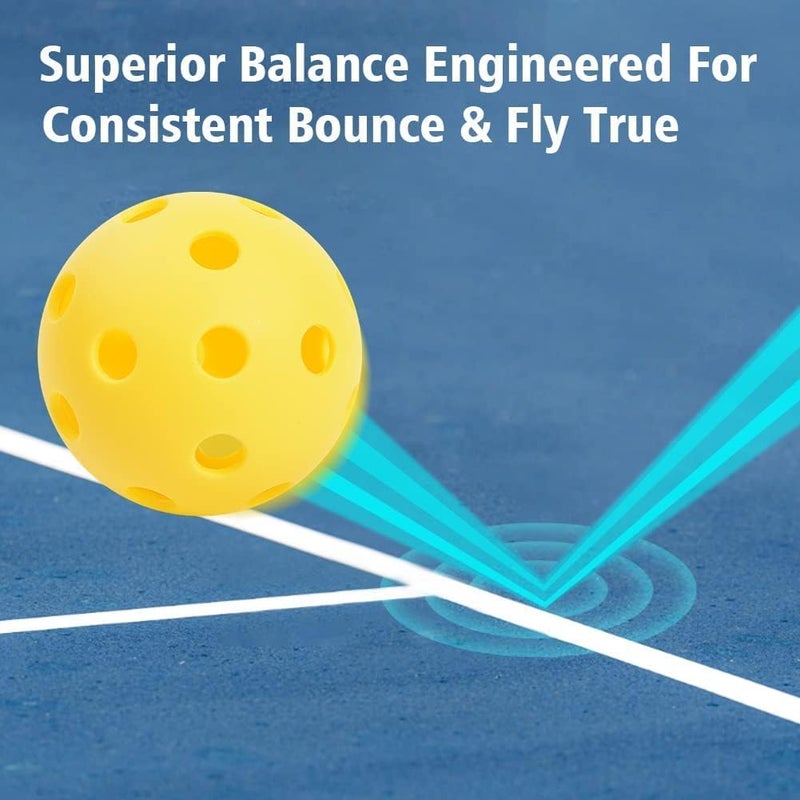 ianoni Pickleball Balls, 40 Holes Pickle Balls for Outdoor Indoor Sports Play, High Bounce Durable Pickleballs for All Types Paddles, Gifts for Pickleball Lovers (Yellow 3Pc) - Image 3