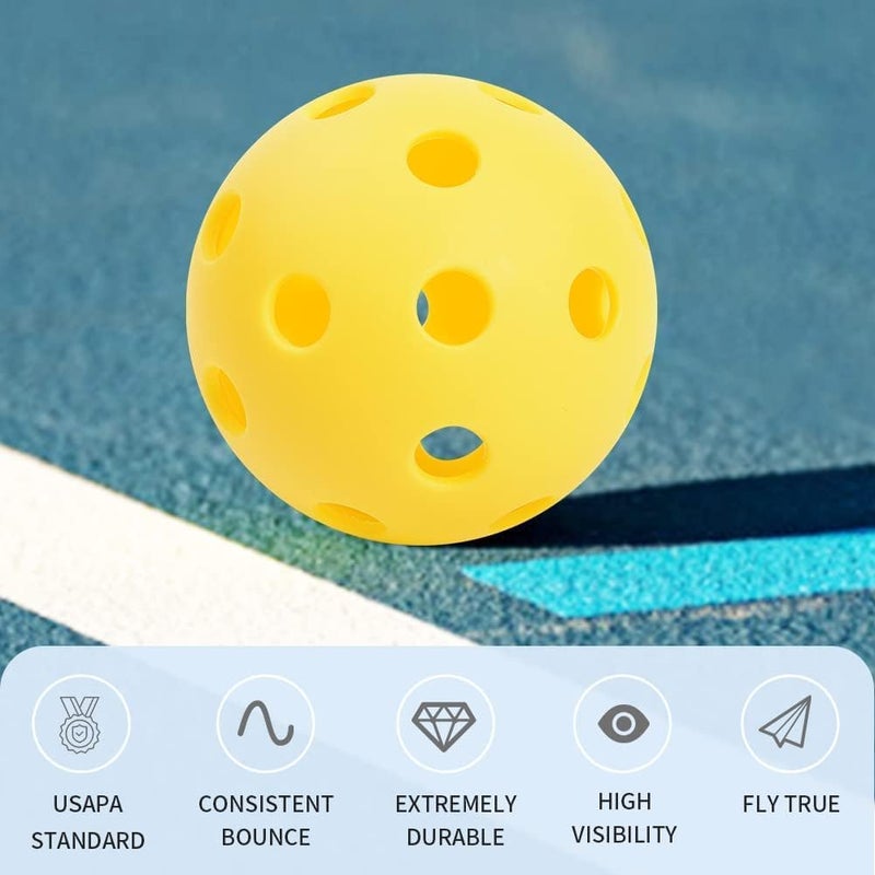 ianoni Pickleball Balls, 40 Holes Pickle Balls for Outdoor Indoor Sports Play, High Bounce Durable Pickleballs for All Types Paddles, Gifts for Pickleball Lovers (Yellow 3Pc) - Image 4