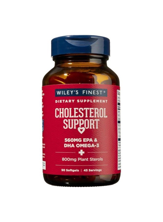 Wiley's Finest Wild Alaskan Fish Oil Cholesterol Support - Heart Health Supplement for Men and Women - 560mg Omega-3s - 90 Softgels (45 Servings) - Image 1