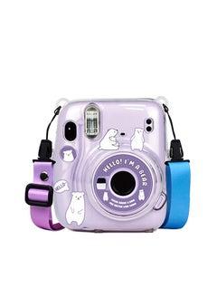 Fazza Clear Camera Case Compatible with Fujifilm Instax Mini 11 Instant Camera, Mini 11 Hard Case with Photo Pocket Holds on Back and Adjustable Shoulder Strap & Cute Camera Sticker 3 PCS  - Image 1