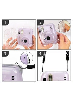 Fazza Clear Camera Case Compatible with Fujifilm Instax Mini 11 Instant Camera, Mini 11 Hard Case with Photo Pocket Holds on Back and Adjustable Shoulder Strap & Cute Camera Sticker 3 PCS  - Image 5