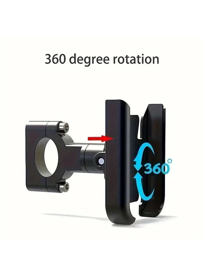 Black Motorcycle Bicycle Phone Holder Adjustable 360 Rotatable Anti Vibration Mount - Image 4