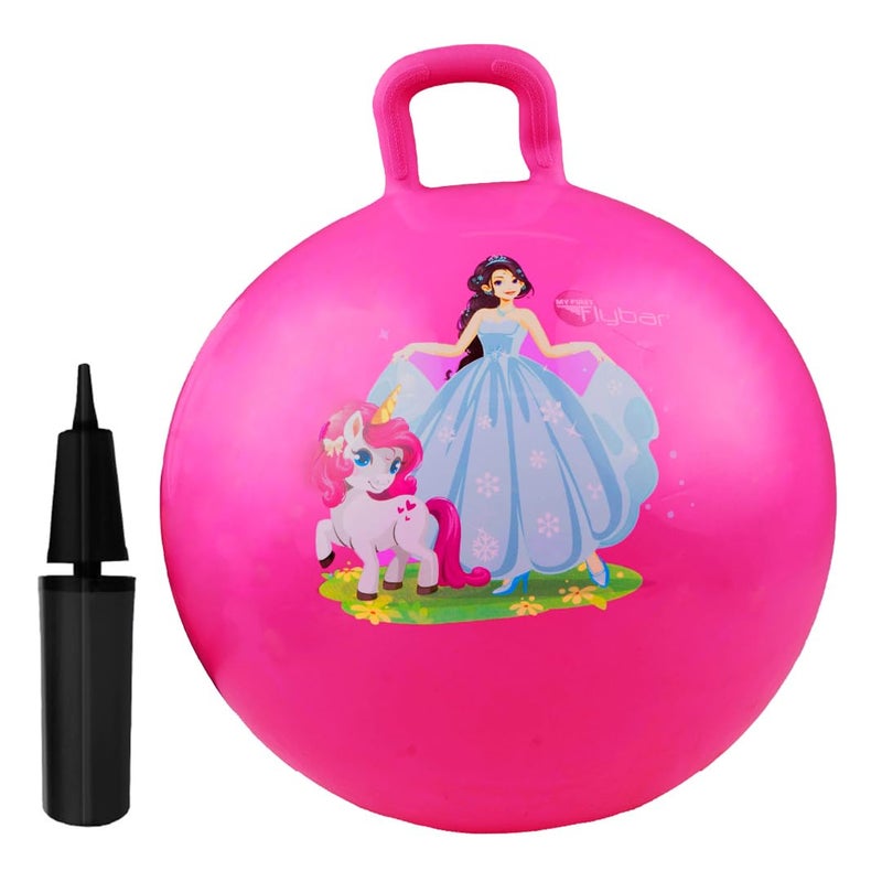 Flybar Hopper Ball for Kids Inflatable Bouncy RideOn Ball wHandle for Indoor Outdoor Active Play Includes Pump Jump Ball Toy for Boys Girls Supports Up to 165 lbs Ages 3 18Inch Small - Image 3