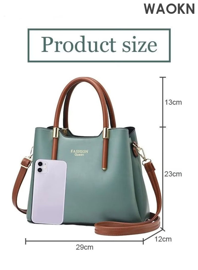 دبليو أيه أو كي أن حقيبة يد نسائية أنيقة بتصميم كلاسيكي، حقيبة كتف فاخرة من الجلد على شكل دلو، حقيبة كروس بودي نسائية أنيقة وفريدة من نوعها ومتعددة الاستخدامات وذات سعة كبيرة، لون أخضر، مناسبة كهدية للأم/الزوجة/الصديقة، مناسبة للجنسين، مثالية للعمل والتسوق. - Image 3