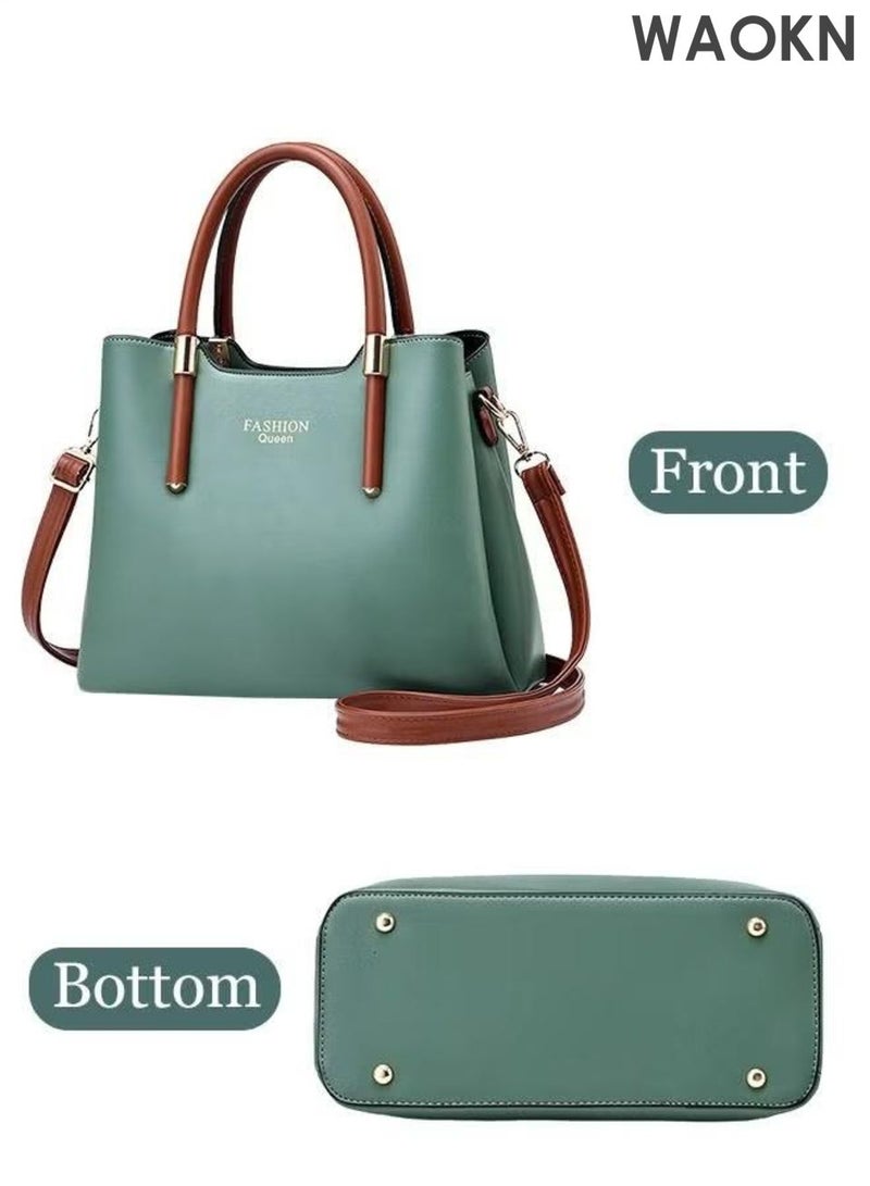 دبليو أيه أو كي أن حقيبة يد نسائية أنيقة بتصميم كلاسيكي، حقيبة كتف فاخرة من الجلد على شكل دلو، حقيبة كروس بودي نسائية أنيقة وفريدة من نوعها ومتعددة الاستخدامات وذات سعة كبيرة، لون أخضر، مناسبة كهدية للأم/الزوجة/الصديقة، مناسبة للجنسين، مثالية للعمل والتسوق. - Image 2