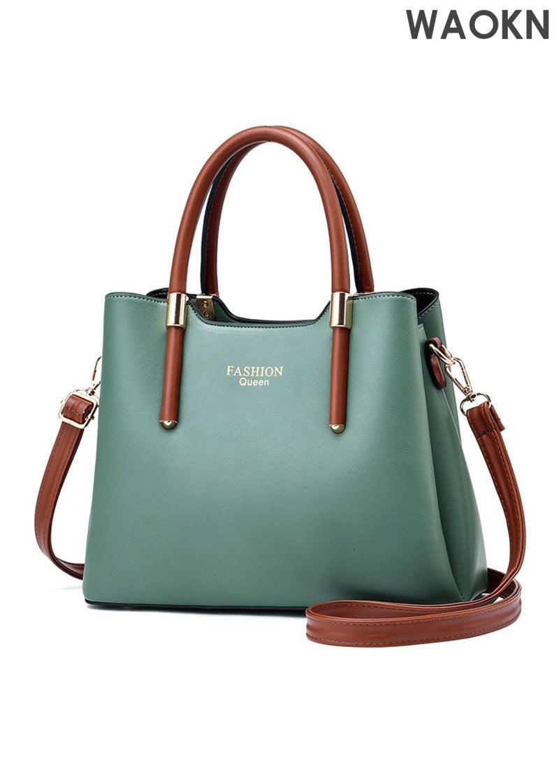 دبليو أيه أو كي أن حقيبة يد نسائية أنيقة بتصميم كلاسيكي، حقيبة كتف فاخرة من الجلد على شكل دلو، حقيبة كروس بودي نسائية أنيقة وفريدة من نوعها ومتعددة الاستخدامات وذات سعة كبيرة، لون أخضر، مناسبة كهدية للأم/الزوجة/الصديقة، مناسبة للجنسين، مثالية للعمل والتسوق. - Image 1
