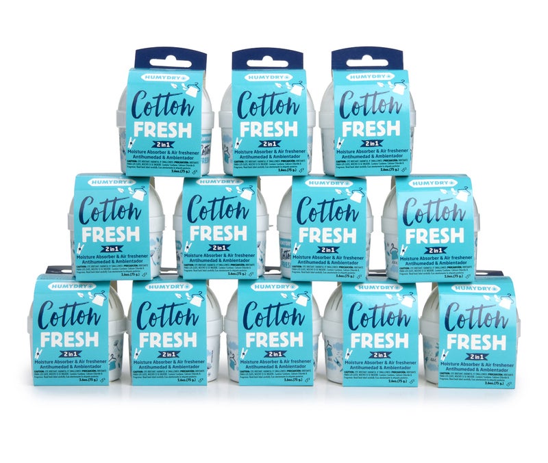 HUMYDRY® - Pack of 12 Mini Units - Dehumidifier and Air Freshener - 2.6 oz - Absorbs Moisture - Prevents Odors - Fresh Cotton Scent - For Spaces up to 100 sq. ft. - Image 1
