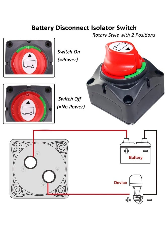 Topleo Battery Switch 12-48V Waterproof Heavy Duty Battery Power Cut Master Switch Disconnect Isolator for Car Vehicle RV and Marine Boat (On/Off)  - Image 3