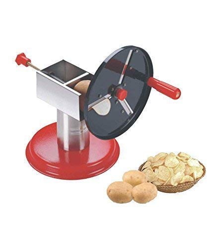 EQUVIA EQUVIA Wafer Maker Machine Stainless Steel Blade Plastic Wafer Maker Vegetable Fruit Potato Chippers Slicer Potato ChopperSteel Potato 3 Blade  - Image 1