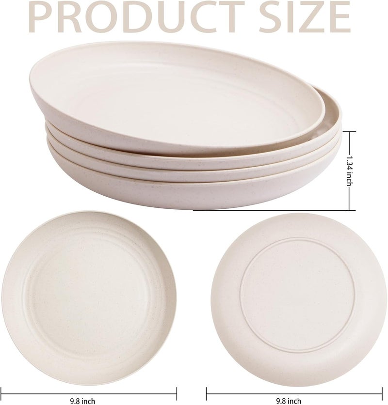 Supernal 16pcs Wheat Straw PlatesUnbreakable Dinner Plates SetMicrowave Dishwasher SafeLightweight Wheat Straw PlatesParty Plates SetBeige Reusable Plates for PicnicBirthdayCamping - Image 2