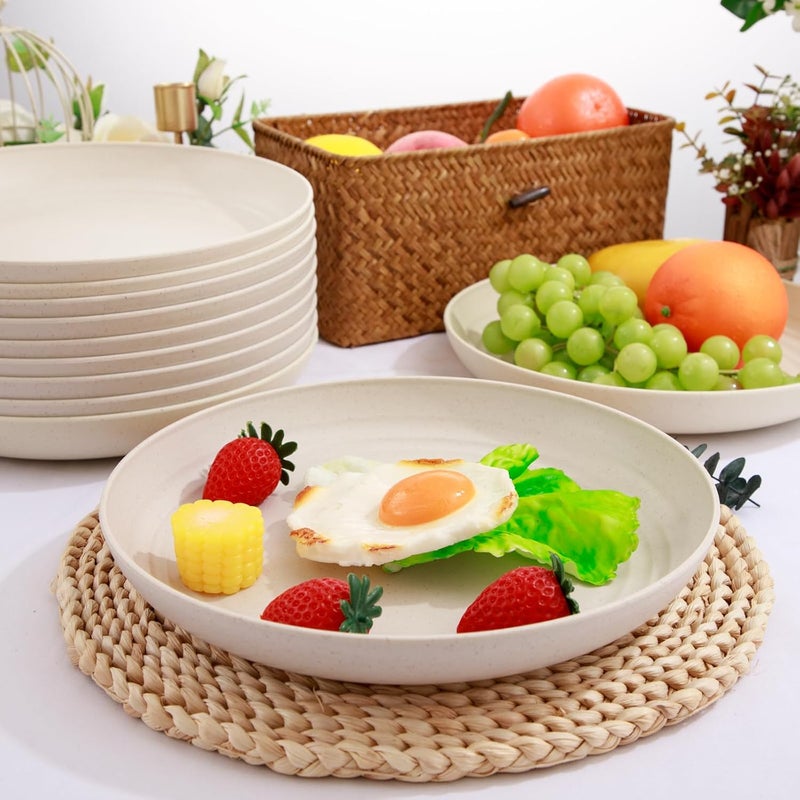 Supernal 16pcs Wheat Straw PlatesUnbreakable Dinner Plates SetMicrowave Dishwasher SafeLightweight Wheat Straw PlatesParty Plates SetBeige Reusable Plates for PicnicBirthdayCamping - Image 3