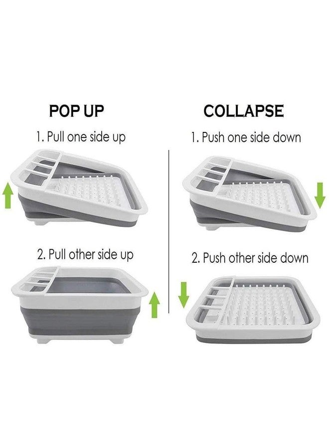 PIHARVA Collapsible Silicone Dish Drying Rack with Utensil Holder – Folding Drainer Basket for Plates, Cups & Cutlery Space-Saving, Portable Kitchen Organizer with Drainage - Image 3