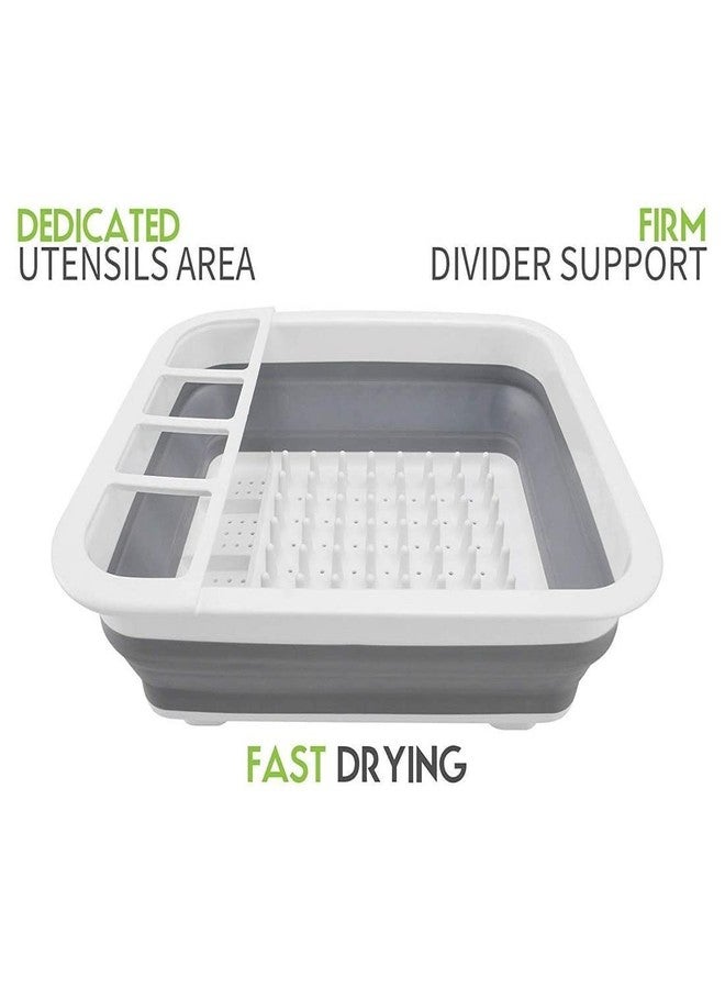 PIHARVA Collapsible Silicone Dish Drying Rack with Utensil Holder – Folding Drainer Basket for Plates, Cups & Cutlery Space-Saving, Portable Kitchen Organizer with Drainage - Image 4