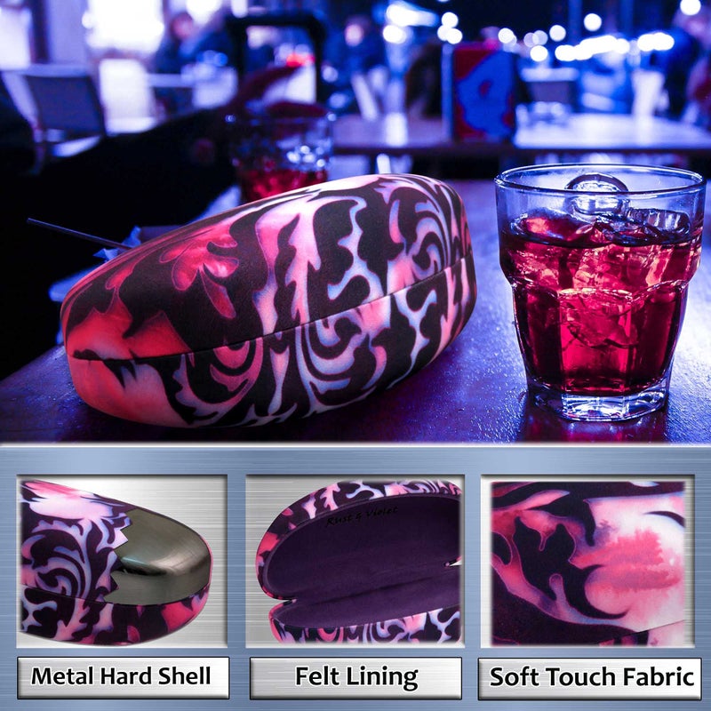 MyEyeglassCase Large Hard Sunglasses Case | Glasses case holder with Drawstring pouch and cleaning Cloth | Eyeglass Case Hard Shell for Large Sunglasses Frames (AS413 Purple Damask)  - Image 3