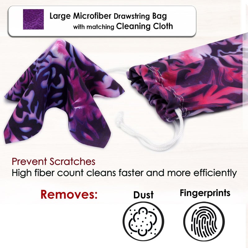 MyEyeglassCase Large Hard Sunglasses Case | Glasses case holder with Drawstring pouch and cleaning Cloth | Eyeglass Case Hard Shell for Large Sunglasses Frames (AS413 Purple Damask)  - Image 5