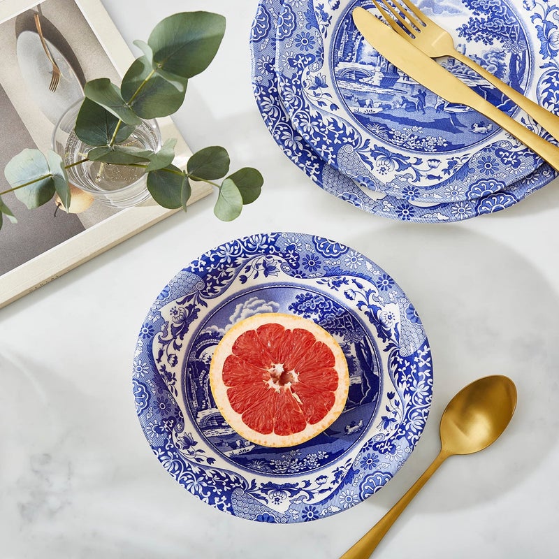 Spode Blue Italian Ascot Cereal Bowl | Set of 4 | Oatmeal, Cereal, and Rice Bowl | Made of Earthenware | 8-Inches | Dishwasher and Microwave Safe | Made in England - Image 5