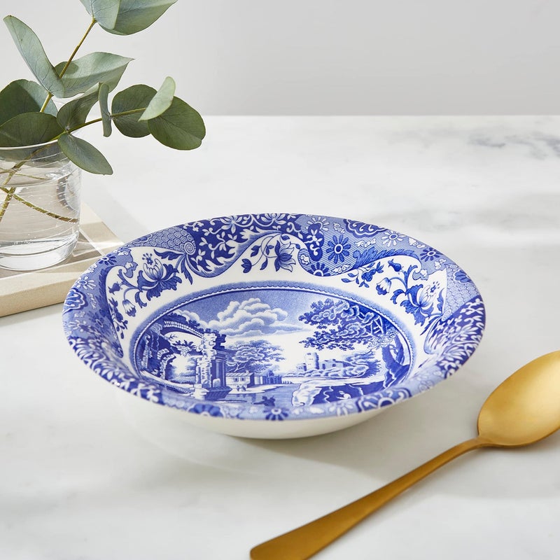 Spode Blue Italian Ascot Cereal Bowl | Set of 4 | Oatmeal, Cereal, and Rice Bowl | Made of Earthenware | 8-Inches | Dishwasher and Microwave Safe | Made in England - Image 4