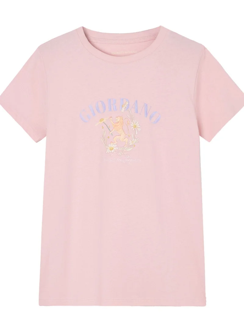 GIORDANO  Women's Comfort Fit Cotton Floral Graphic Tee for Women | Best Price UAE