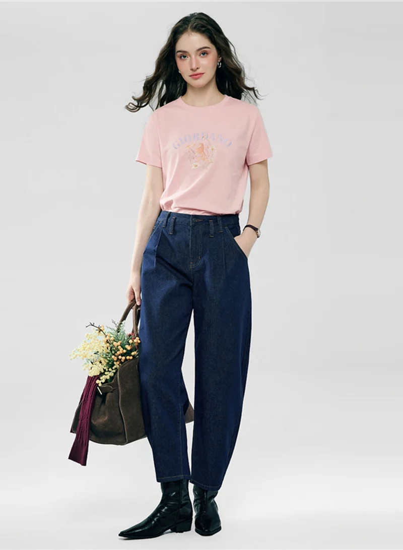 GIORDANO  Women's Comfort Fit Cotton Floral Graphic Tee for Women | Best Price UAE