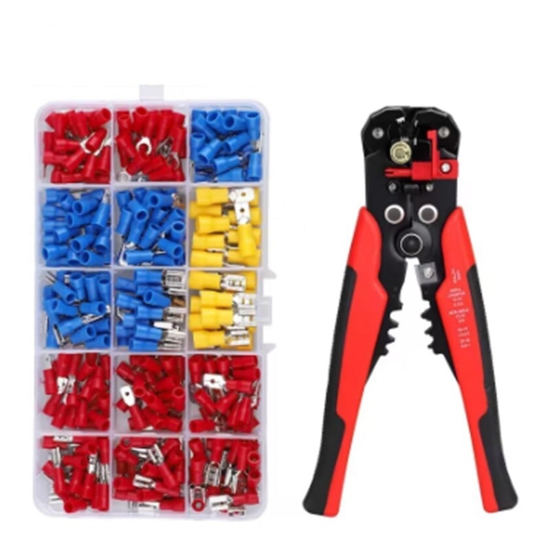 Insulated Cable Connector 280/480Pcs Assorted Spade Terminals Insulated Cable Splice Butt Connector Electrical Wire Crimp Ring Fork Set Lugs Kit(280pcs Plier) - Image 1