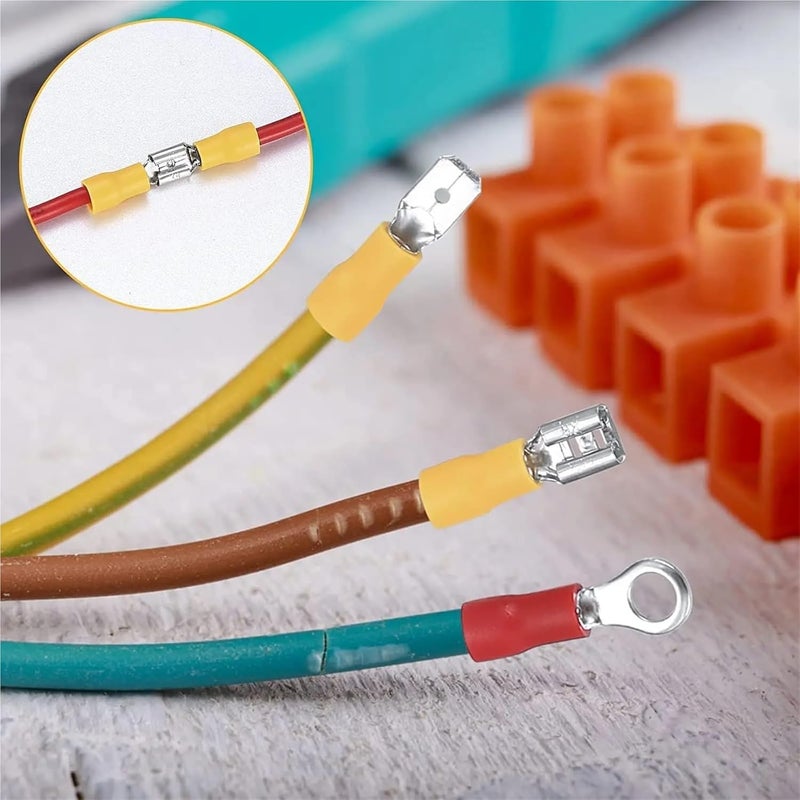 Insulated Cable Connector 280/480Pcs Assorted Spade Terminals Insulated Cable Splice Butt Connector Electrical Wire Crimp Ring Fork Set Lugs Kit(280pcs Plier) - Image 3