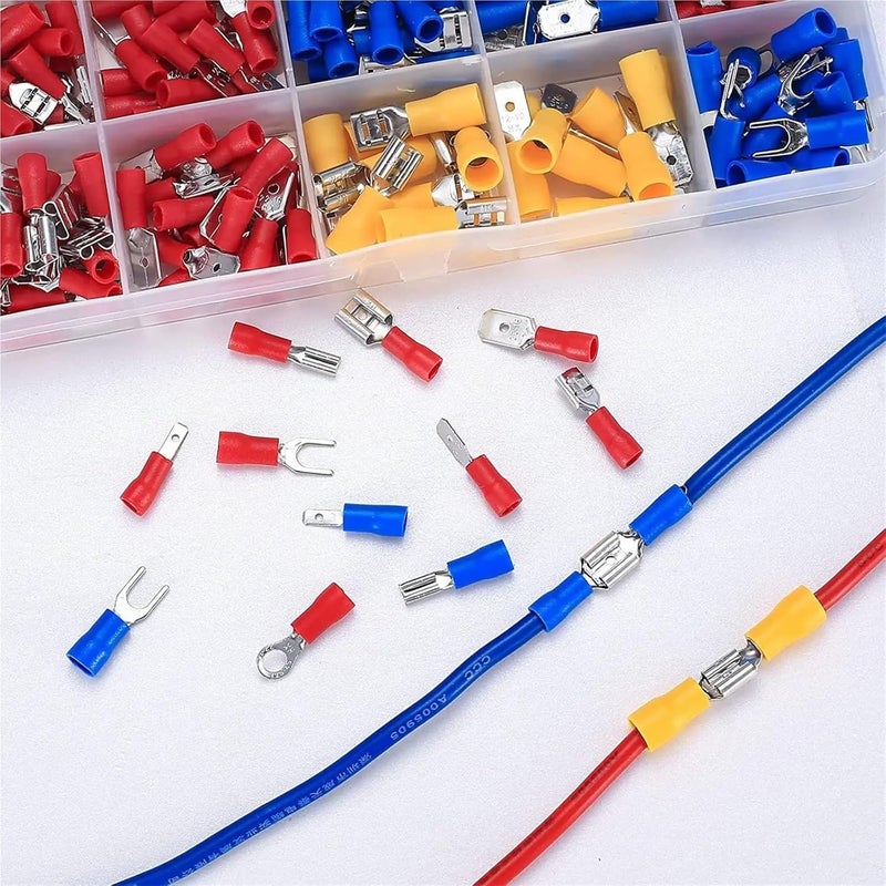 Insulated Cable Connector 280/480Pcs Assorted Spade Terminals Insulated Cable Splice Butt Connector Electrical Wire Crimp Ring Fork Set Lugs Kit(280pcs Plier) - Image 4