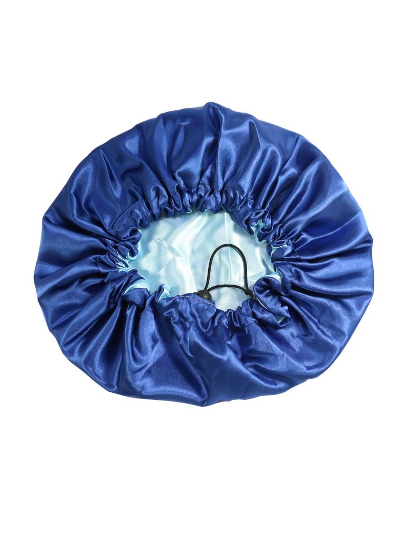Double-layer Elastic Women Stain Night Sleep Cap Hair Bonnet Hat Shower Caps(DarkBlue) - Image 2