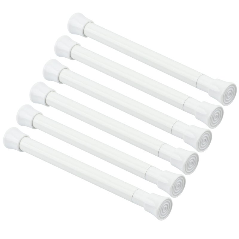 KXLIFE 6 PCS Small Spring Tension Curtain Rod 75115 Inch No Drilling Adjustable Short Tension Rod for Window Cupboard Closet White