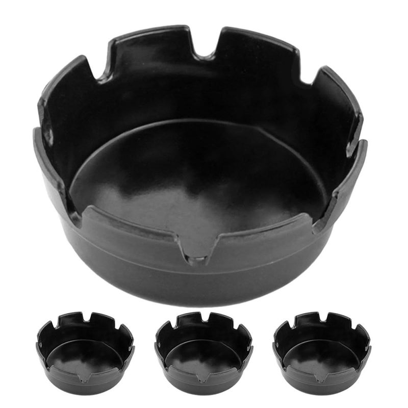 4 Pcs Black Plastic Smokeless Ashtrays With Eight Slots Fireproof Cigarette Tin For Indoor Outdoor Home Patio Use - Image 2