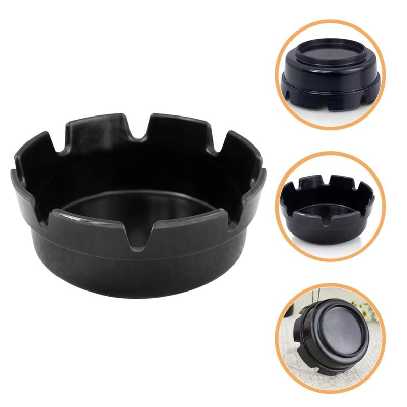 4 Pcs Black Plastic Smokeless Ashtrays With Eight Slots Fireproof Cigarette Tin For Indoor Outdoor Home Patio Use - Image 5