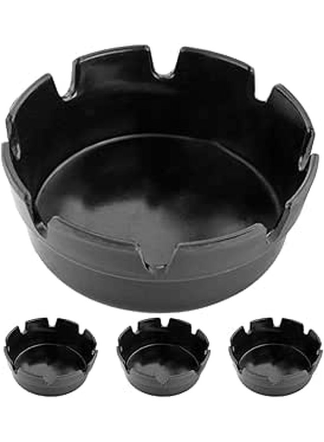 4 Pcs Black Plastic Smokeless Ashtrays With Eight Slots Fireproof Cigarette Tin For Indoor Outdoor Home Patio Use - Image 1