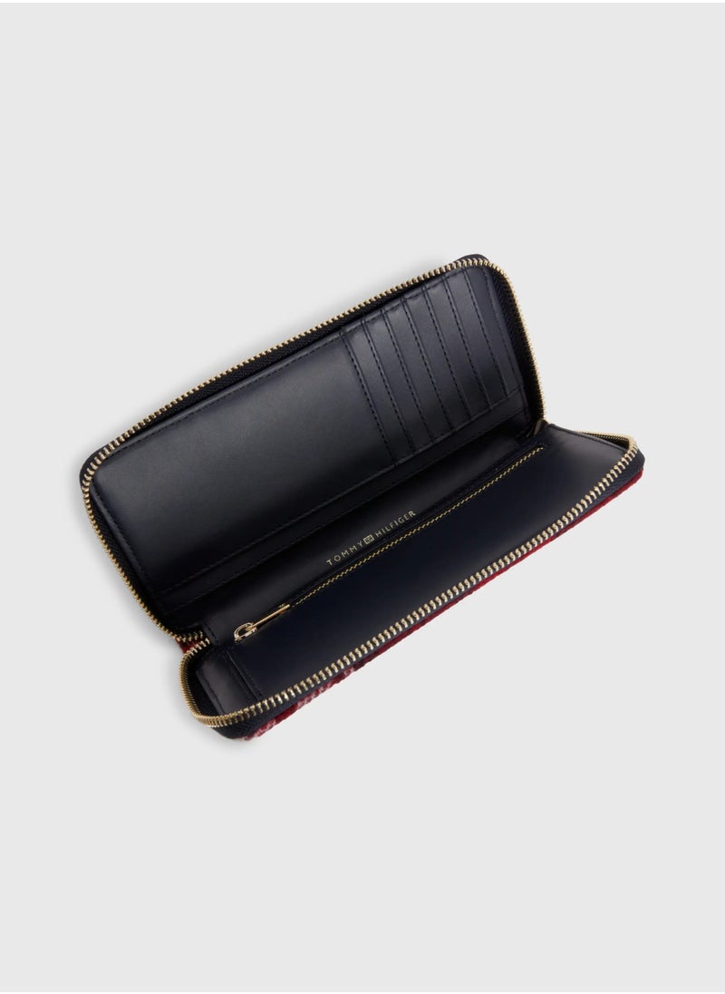 TOMMY HILFIGER - Large Zip Around Checked Wallet & Key Set - Image 1