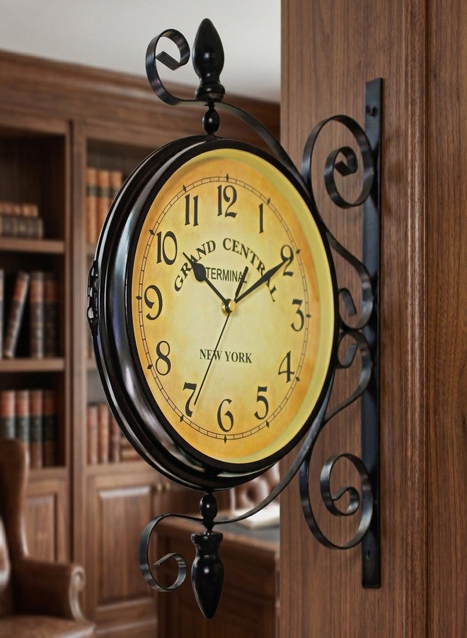 VORCOOL Double Sided Wall Clock: Vintage Industrial Wall Clock, Silent Watches 360 Degree Rotate, Art Antique Decor - Image 4