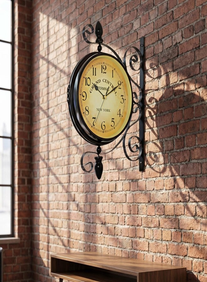 VORCOOL Double Sided Wall Clock: Vintage Industrial Wall Clock, Silent Watches 360 Degree Rotate, Art Antique Decor - Image 2